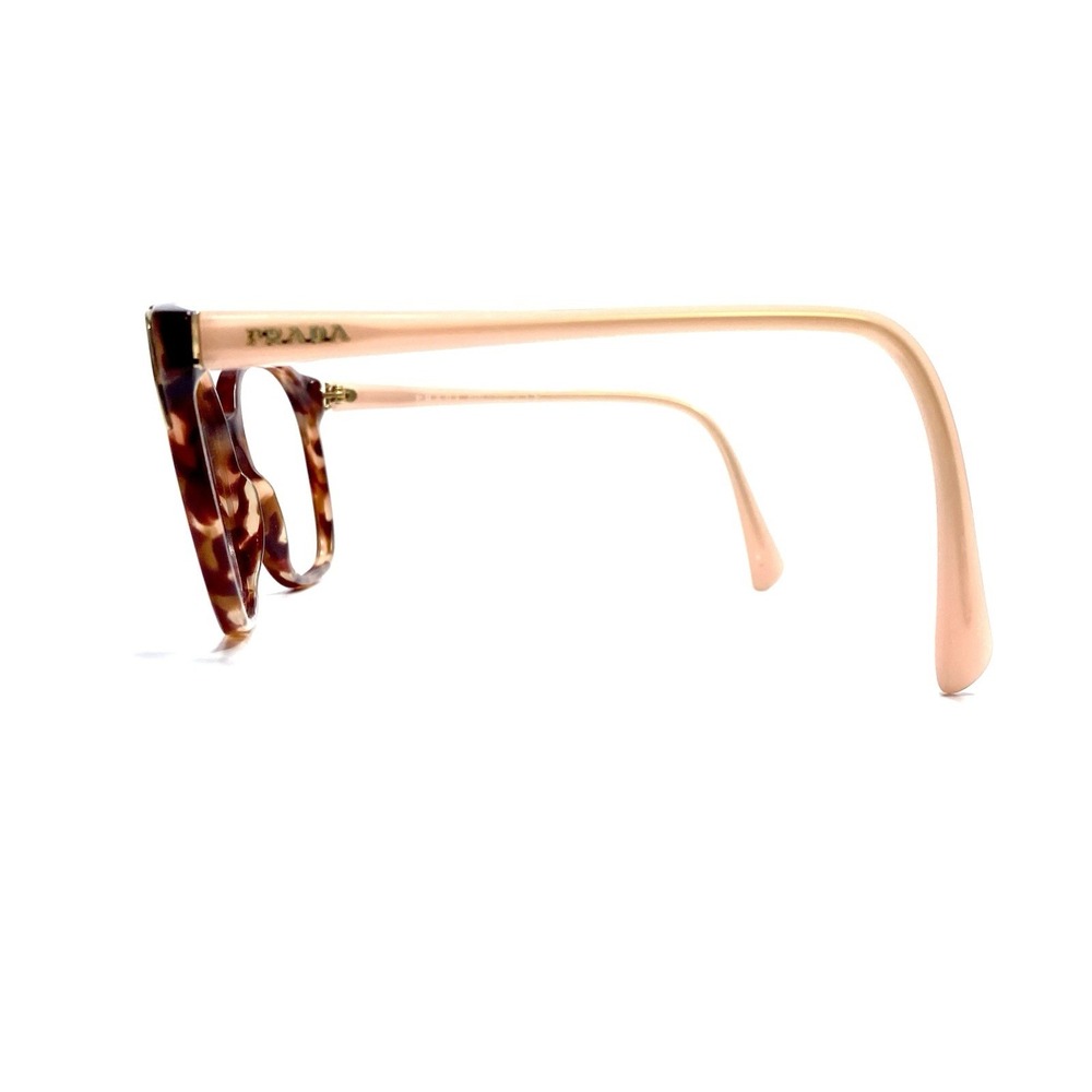 Prada Brown Pink Tortoise Gold Cat Eye Square Glasses Italy SPR 01O 55 17 140 - Picture 3 of 8